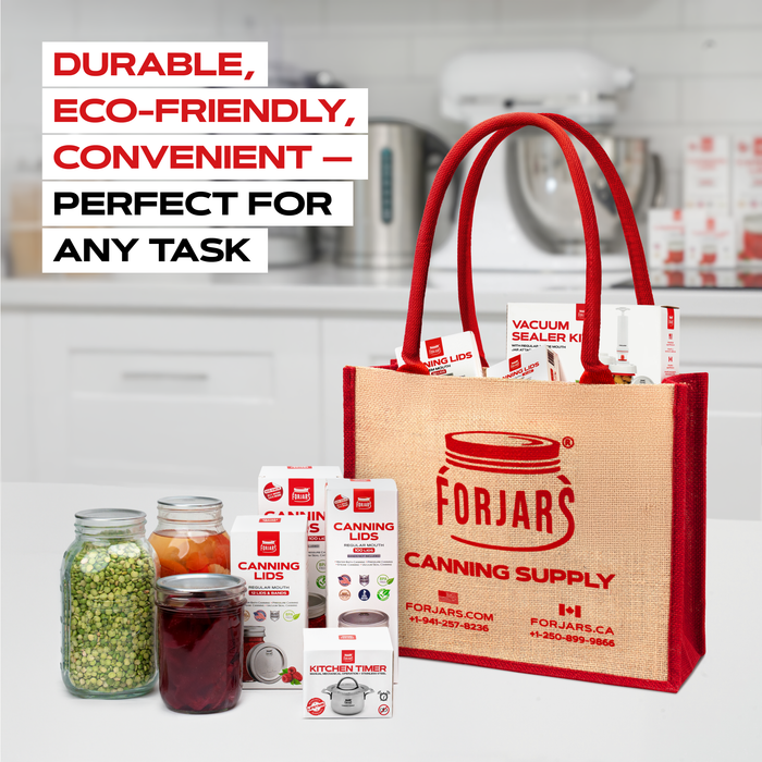 Forjars®  Reusable Burlap Tote Bags – Available in Two Sizes: Small & Medium