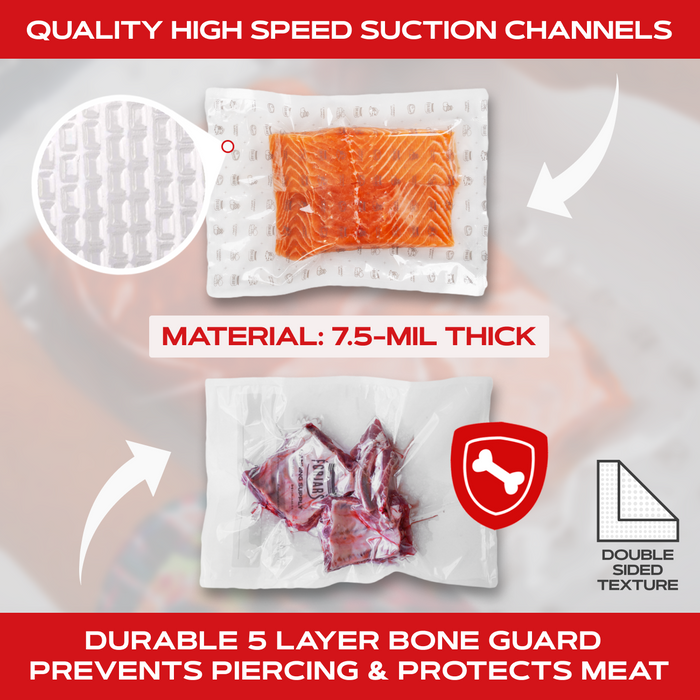 Forjars®  Vacuum Sealer Roll (8-inch) - Textured on Both Sides, 7.5 Mil Thickness