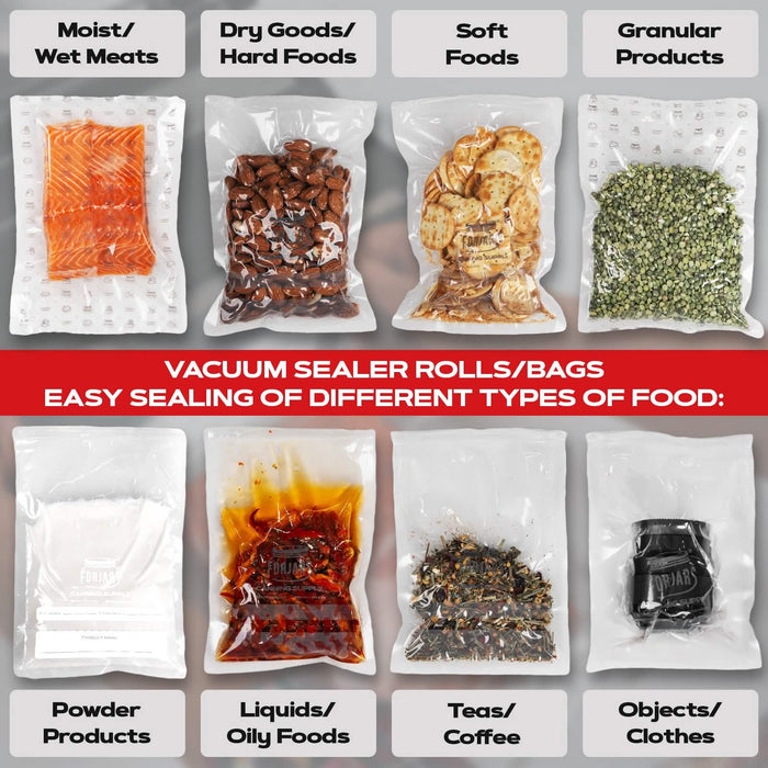 Forjars®  100 Count 8x12 Vacuum Sealer Bags - Textured on Both Sides, 7.5 Mil Thickness