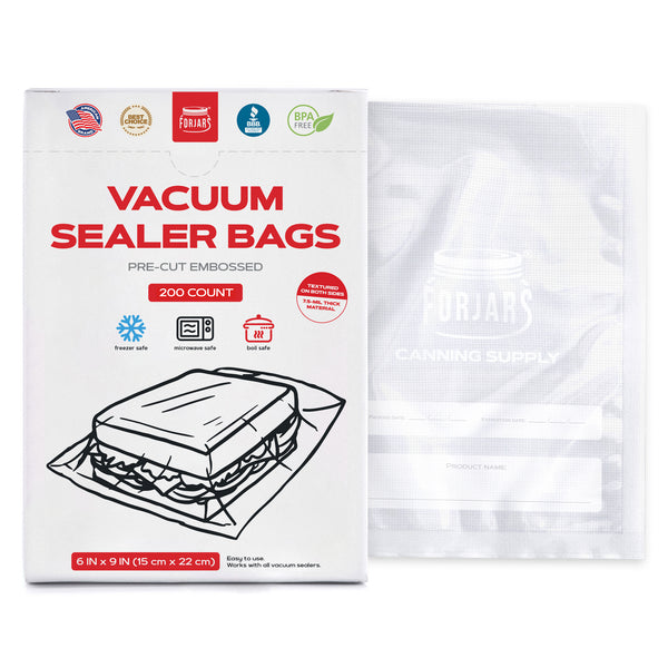 200 Count 6x9 Vacuum Sealer Bags - Textured on Both Sides, 7.5 Mil Thickness