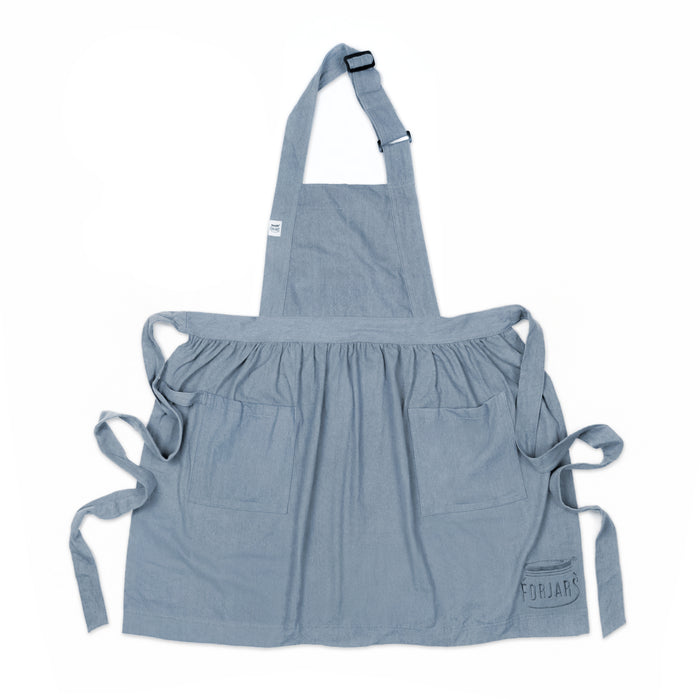 Apron — Adjustable Fit Cotton-Linen & Denim Apron with Pockets, One Size Fits Most, 5 Colors