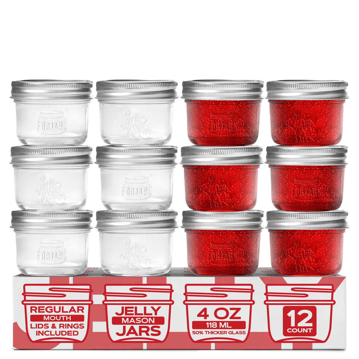 Premium Mason Jars – 4 oz (12-Pack) | Regular Mouth Glass Canning Jars