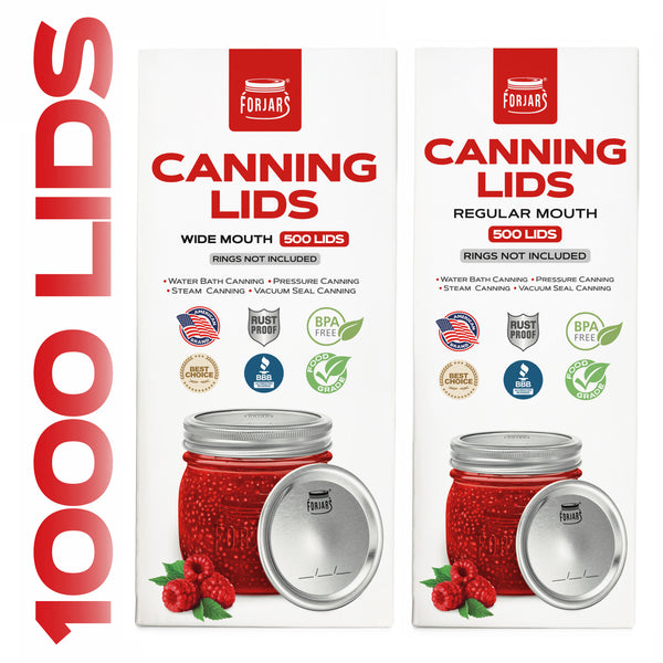 1000 Count : 500 Regular Mouth + 500 Wide Mouth Canning Lids